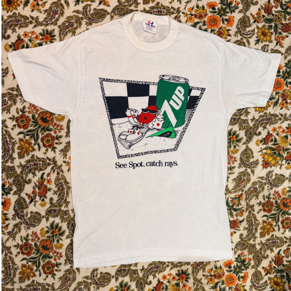 Vintage 7UP Spot Graphic T Shirt 50 50 Single Stitch Tee‎ Made in USA - L